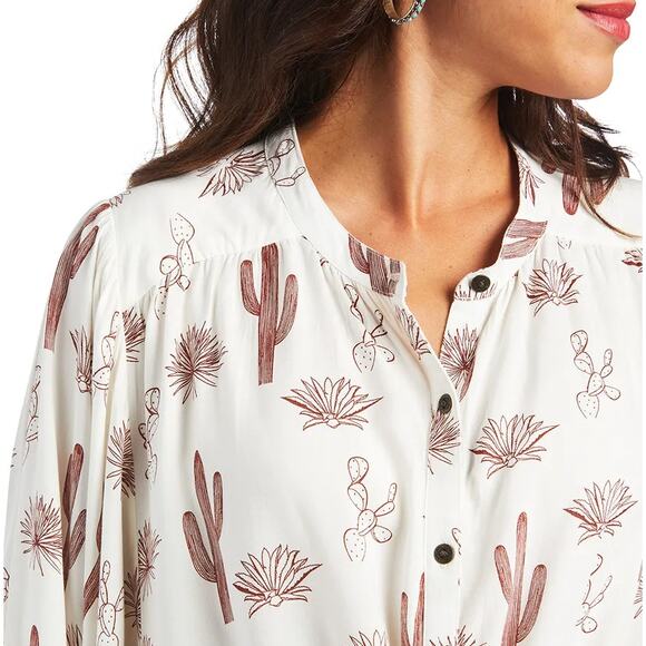 ARIAT Long Sleeve Button Up Cactus Dessert Top Multicolor Size Large - Picture 2 of 12